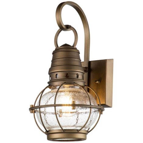 Elstead Kichler Bridgepoint Lanterna da esterno a parete in ottone naturale, IP44