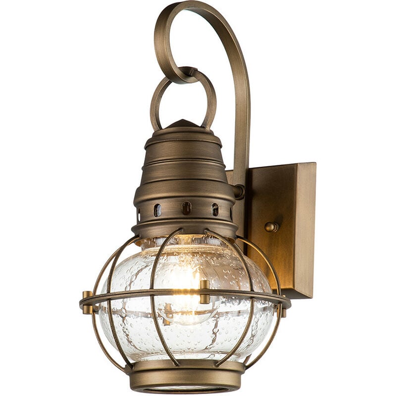 Kichler Bridgepoint Outdoor Wall Lantern Natural Brass, IP44 - Elstead
