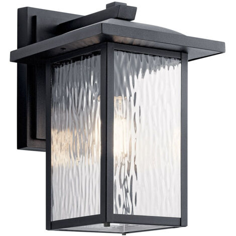 Elstead Kichler Cappanna Lanterne murale d'extérieur moyenne, traditionnelle, noire texturée, IP44, 1 ampoule E27