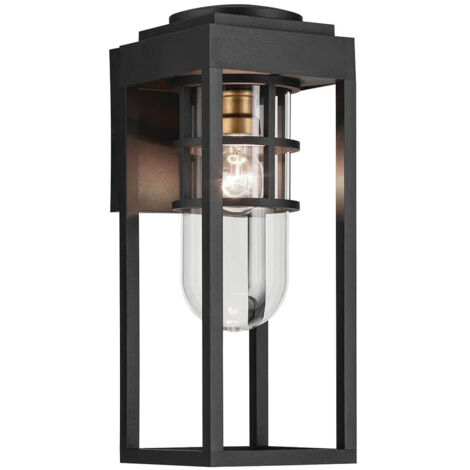 Elstead Kichler Hone Lanterne murale d'extérieur moyenne, classique, noire texturée, IP44, 1 ampoule E27