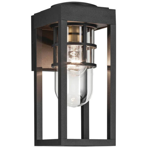 Elstead Kichler Hone Petite applique murale d'extérieur classique noire texturée IP44 1x E27