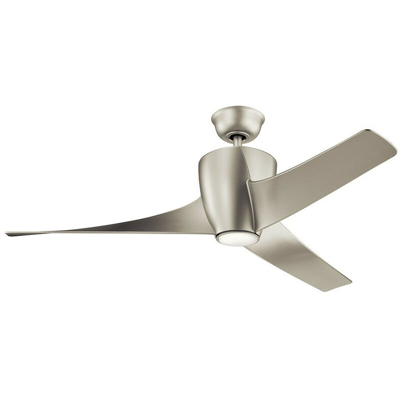 Elstead Kichler Phree 3 Blade 142cm Ceiling Fan with LED Light Brushed Nickel Remote Control