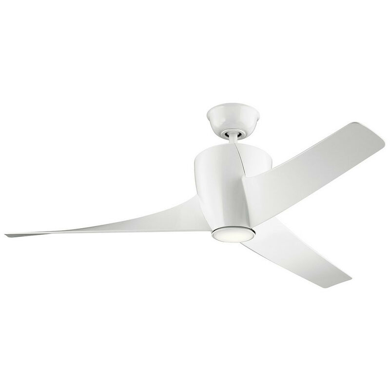 Elstead Lighting - Elstead Kichler Phree 3 Blade 142cm Ceiling Fan with LED Light White Remote Control