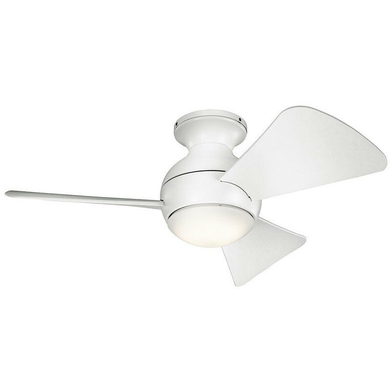 Elstead Lighting - Elstead Kichler Sola 3 Blade 86cm Ceiling Fan with LED Light Matt White Remote Control