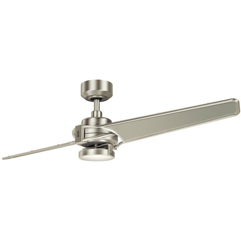 Elstead Lighting - Elstead Kichler Xety 2 Blade 142cm Ceiling Fan with LED Light Brushed Nickel Remote Control
