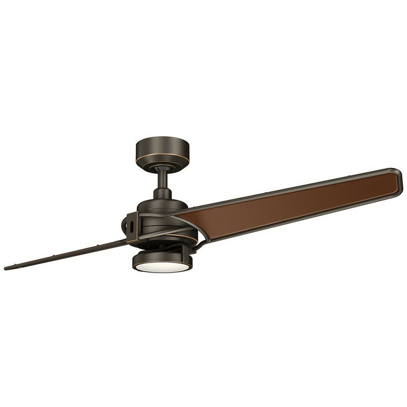 Elstead Lighting - Elstead Kichler Xety 2 Blade 142cm Ceiling Fan with LED Light Olde Bronze Remote Control