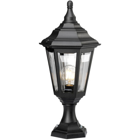 Elstead Kinsale - Lanterne sur piédestal d'extérieur à 1 lumière noire IP44, E27