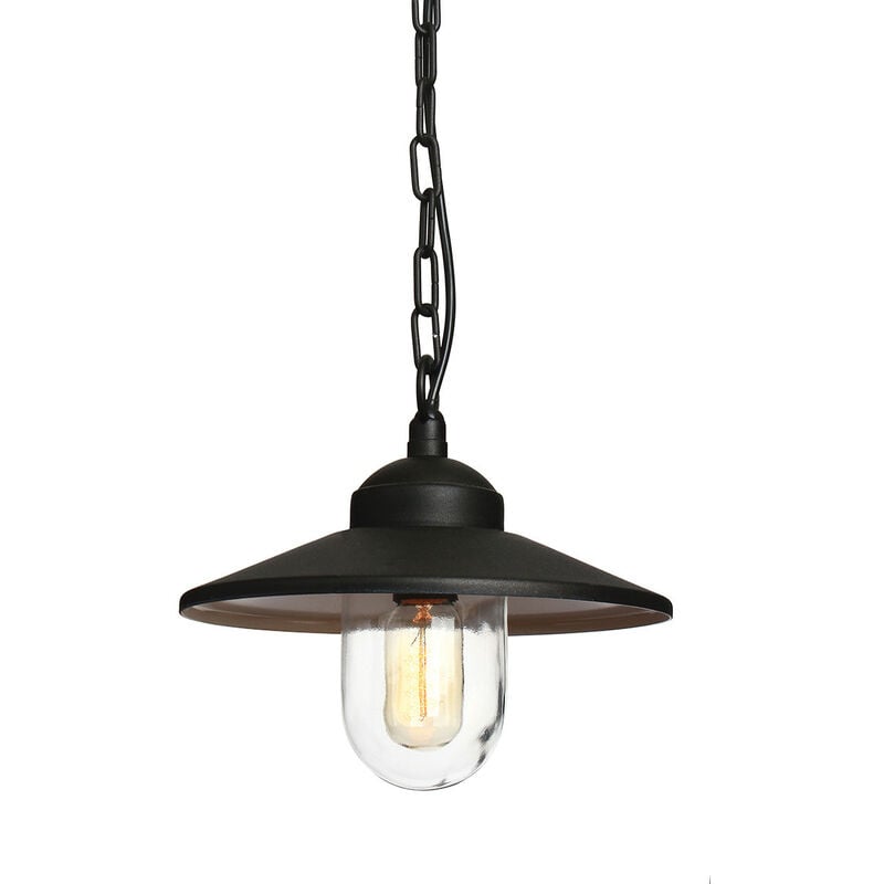 Elstead Lighting - Elstead Klampenborg - 1 Light Outdoor Ceiling Chain Lantern Black IP44, E27