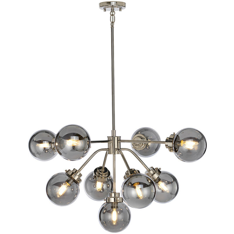 Elstead - Kula 9 Light Chandelier, Polished Nickel, E14