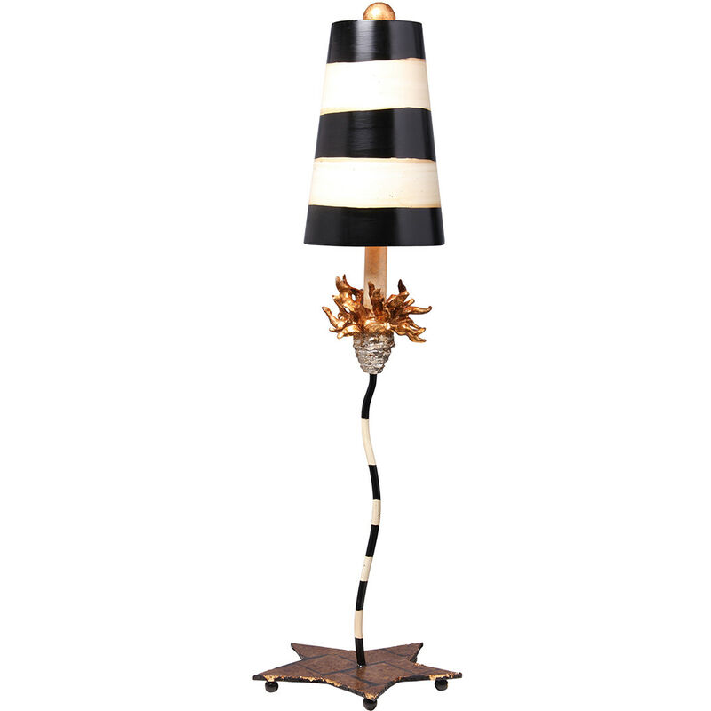 

La Fleur - Lámpara de mesa 1 luz Hoja de oro con rayas negras y topo, E27 - Elstead