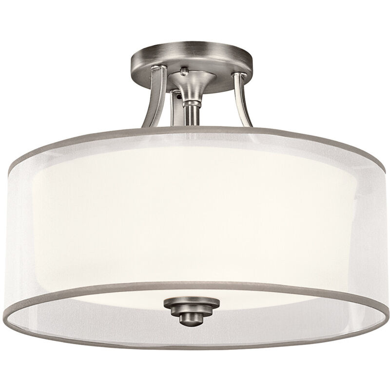 Elstead - Lacey 3 Light Semi-flush Mount, Antikes Zinn, E27