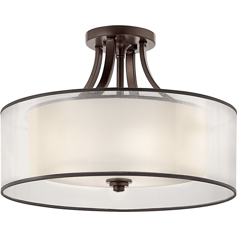 Elstead Lacey 4 Light Semi-flush Mount, Mission Bronze, E27