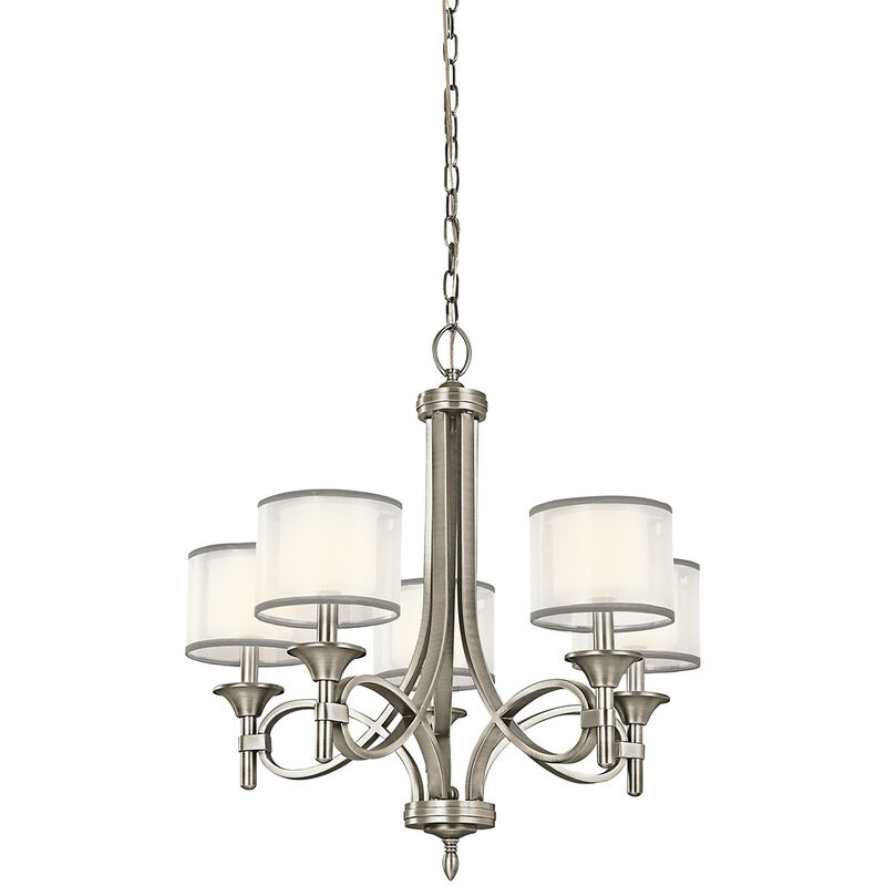 Lacey 5 Light Chandelier, Antique Pewter, E14 - Elstead