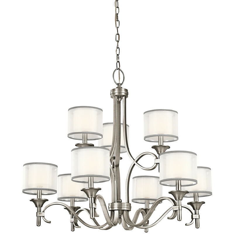 Elstead Lacey 9 Light Chandelier, Antique Pewter, E14