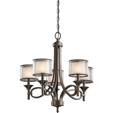 Elstead Lacey - Lampadario a 5 luci multibraccio finitura bronzo, attacco E14