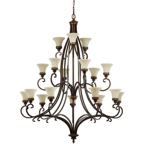Elstead - Lampadario a 18 luci multibraccio finitura noce, attacco E27