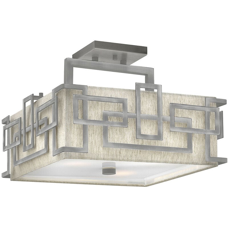 

Lanza - Lámpara de techo de montaje semi empotrado de 3 luces, níquel, E27 - Elstead