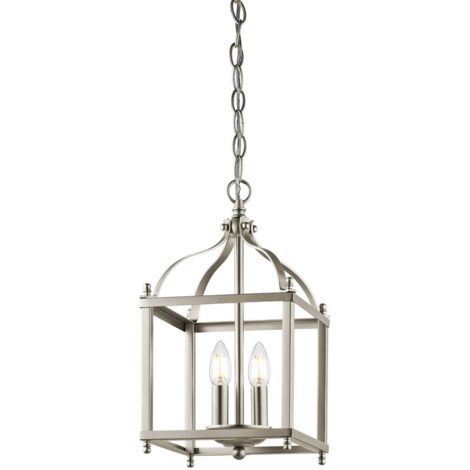 Elstead Larkin - Sospensione da soffitto a 2 luci piccola nichel spazzolato, E14