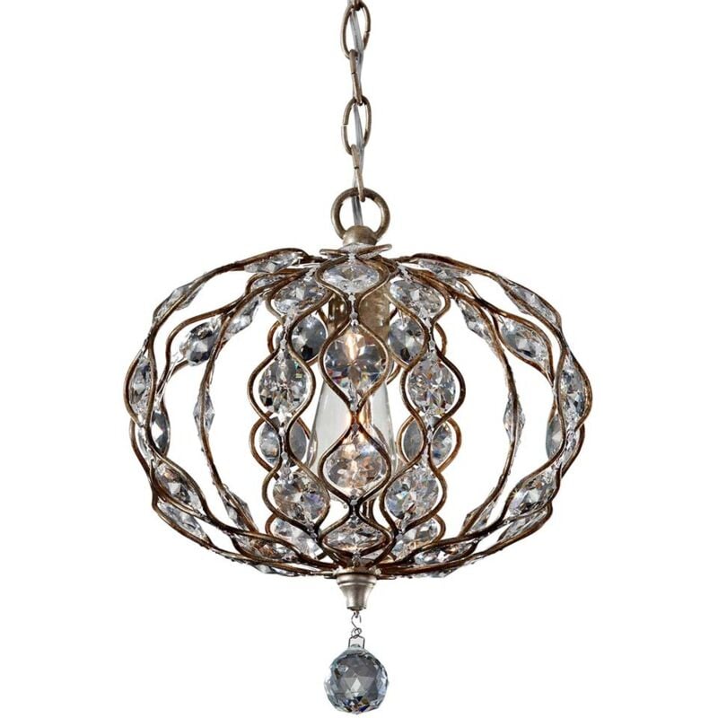 Lampada a sospensione plafoniera lampada a sospensione cristalli acciaio argento d 32,1 cm 1 fiamma