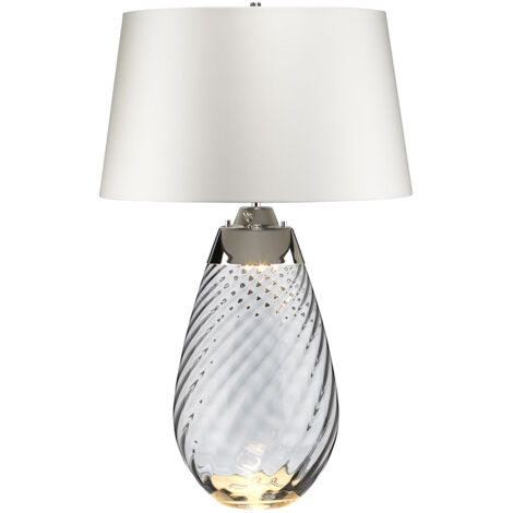 Elstead Lena 2 Light Große Rauchtischlampe mit cremefarbenem Schirm, rauchgetöntem Glas, cremefarbenem Schirm, E27