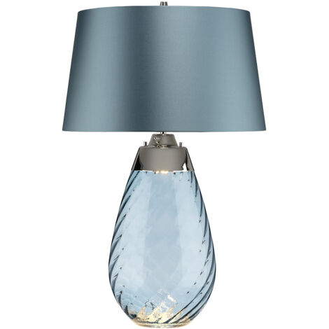 Elstead Lena 2 Light Large Blue Tischlampe, blau getöntes Glas, Duck Egg Blue Shade, E27