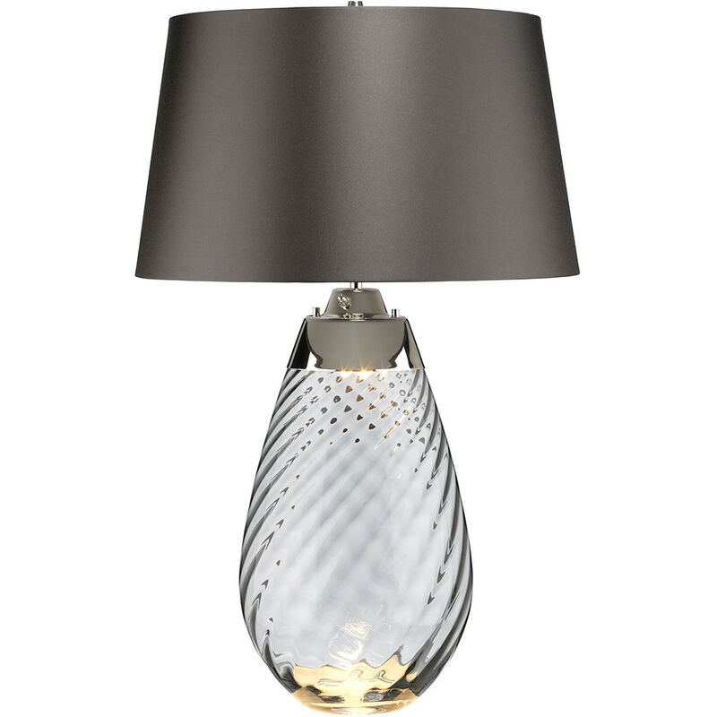 Lena 2 Light Large Smoke Table Lamp, Smoke-tinted Glass , Slate Shade, E27 - Elstead