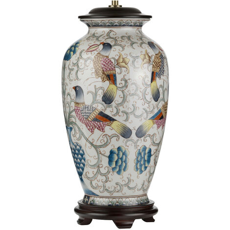 Elstead - LightBox Ping Cream Oriental Vase Table Lamp Bird Decor, Base Only