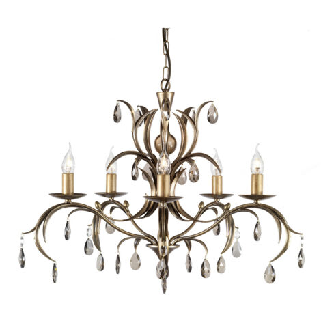 Elstead Lily - 5 Light Chandelier Metallic Bronze Blumenblätter Design