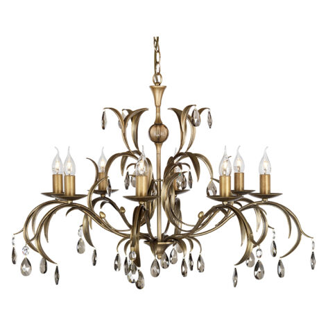 Elstead Lily - Lampadario a 8 luci con foglie floreali in bronzo metallizzato