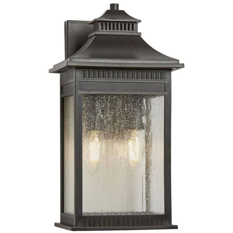 Image of Elstead Livingston - Lanterna da parete media con 2 luci - Finitura bronzo imperiale, E14