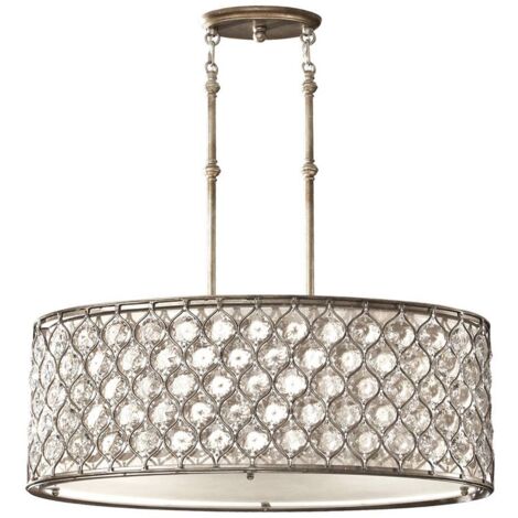 Elstead Lucia - Pendente Cilindrico 3 Luci Soffitto Argento Lucido, E27