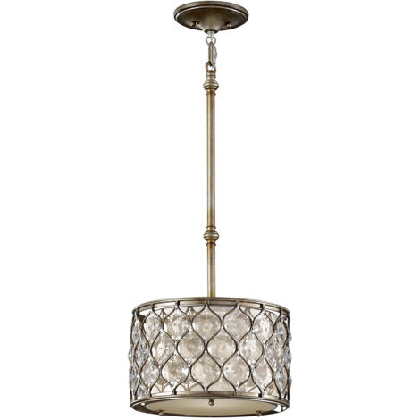 Elstead Lucia - Suspension cylindrique à 1 ampoule au plafond, argent poli, E27