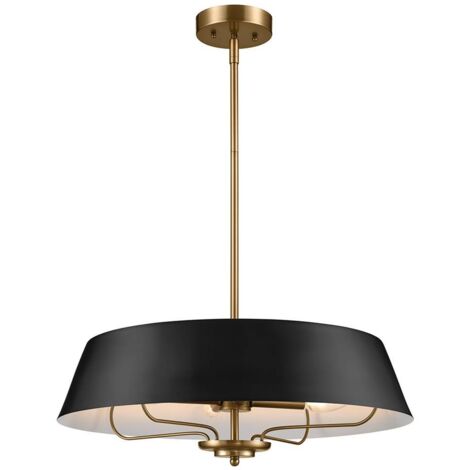Elstead Luella Luminaire suspendu à 4 lumières à montage duo noir et laiton
