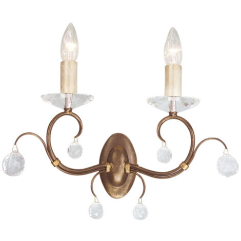 Elstead Lunetta - Applique murale d'intérieur à 2 ampoules, bronze patiné, E14