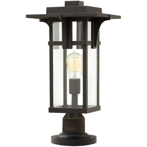 Elstead Manhattan - 1 ampoule extérieure sur piédestal bronze huilé IP44, E27