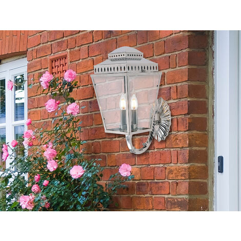 Elstead Mansion House - 3 Licht Wandlaterne im Freien Licht poliert Nickel IP44, E14