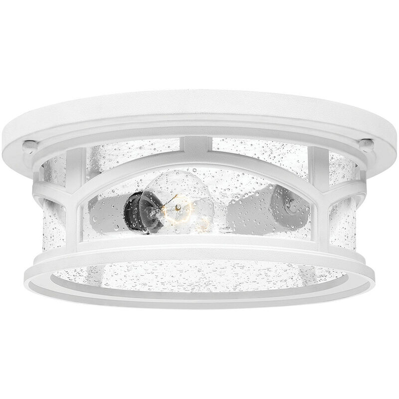 Marblehead Outdoor 2 Light Flush Mount, White, IP44, E27 - Elstead