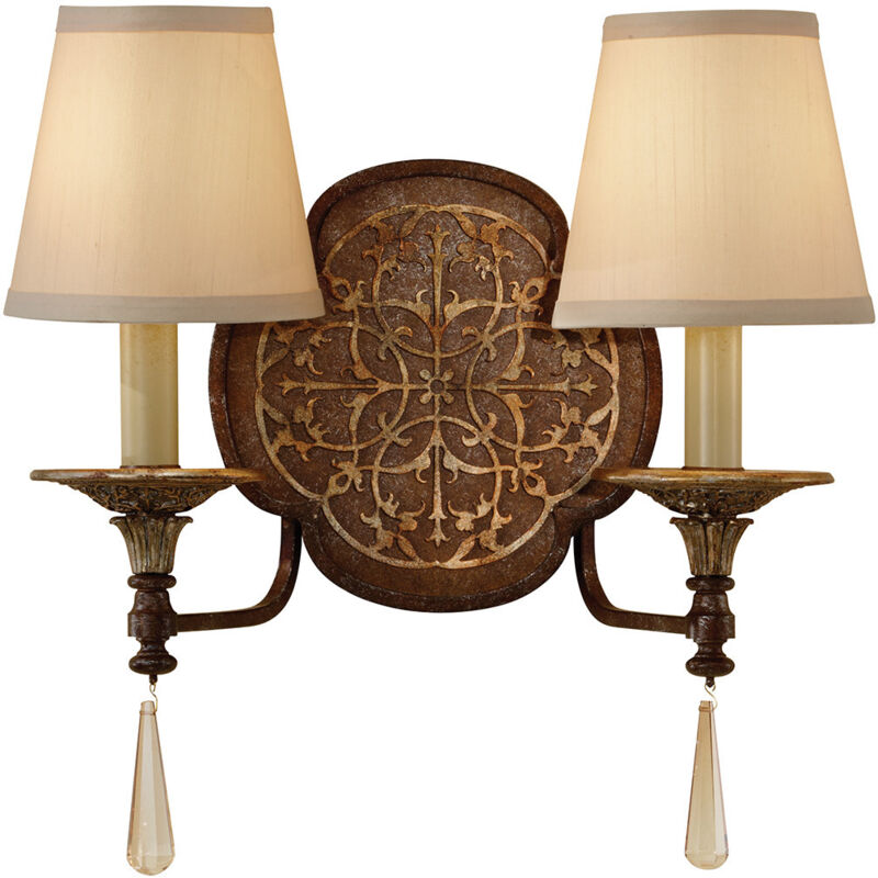 Marcella - Lampada da parete per interni a 2 luci, bronzo britannico, E14 - Elstead