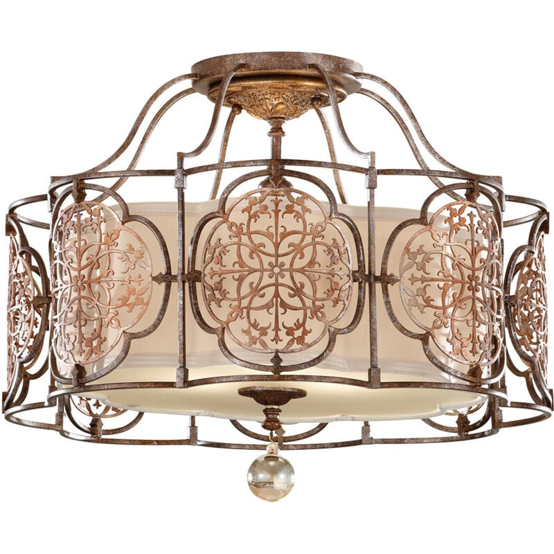 Elstead - Marcella - Plafoniera a 3 luci semi filo bronzo britannico, attacco E27