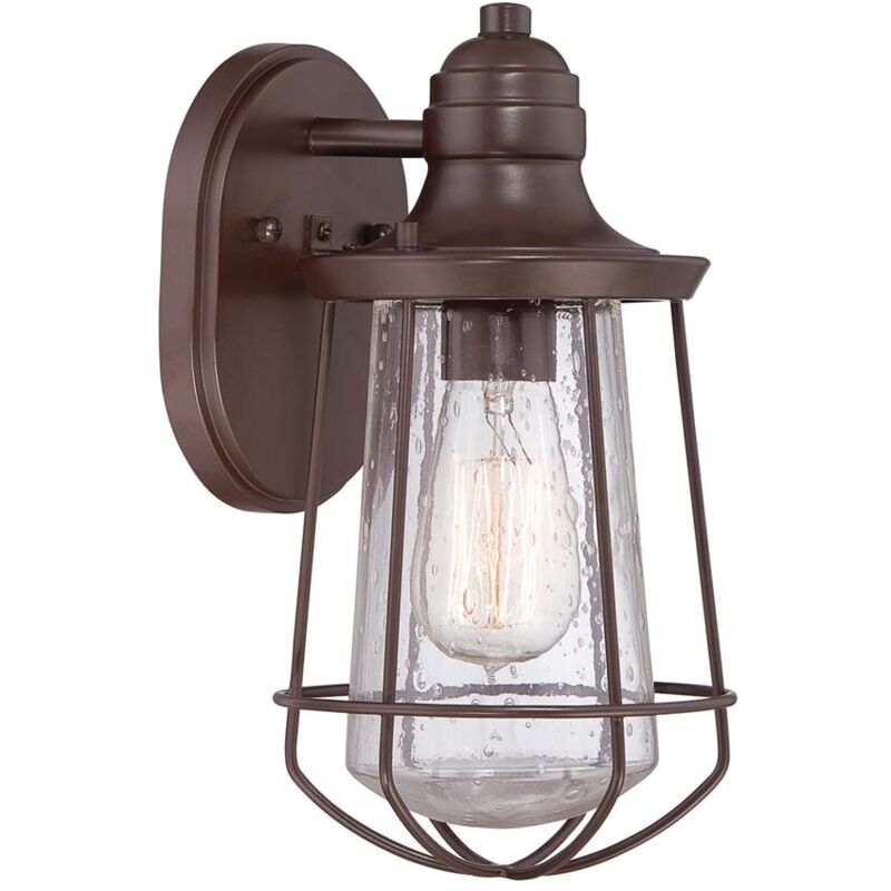 Lampada da esterno lanterna lampada da parete acciaio vetro bronzo h 29.2cm classico vintage IP44