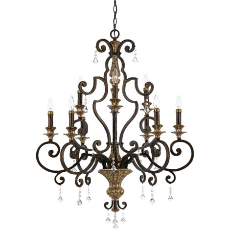 Elstead Marquette - Lampadario a 9 luci con finitura bronzo antico, attacco E14