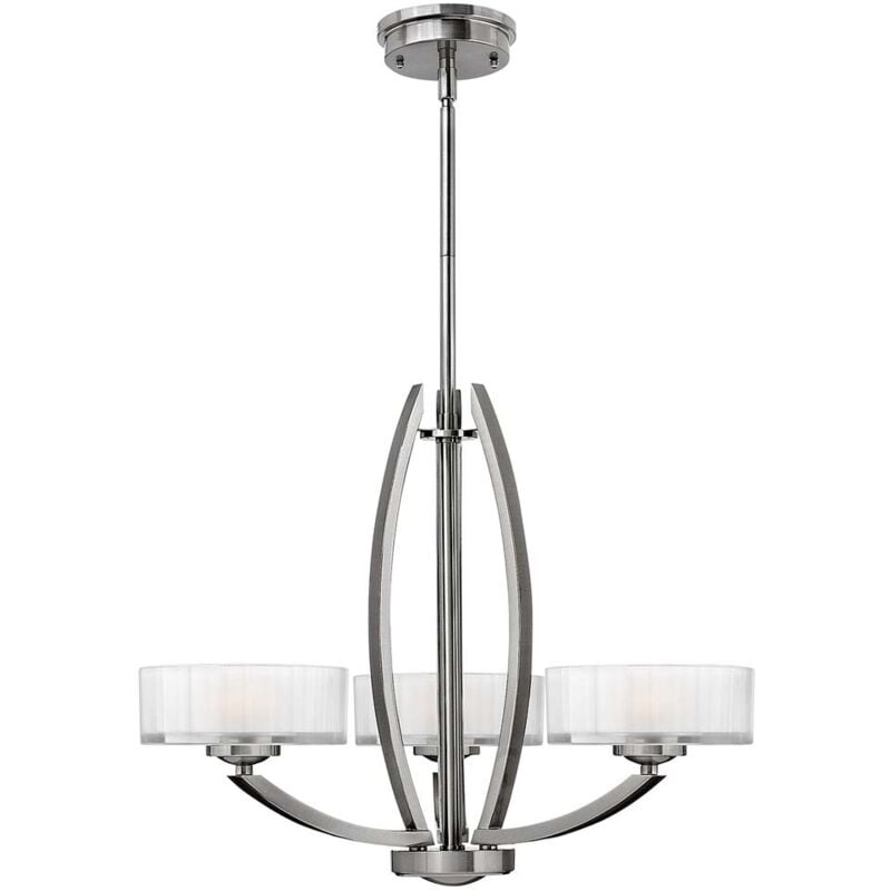 Lampadario lampada a sospensione plafoniera acciaio vetro nichel d 61 cm luce sala da pranzo