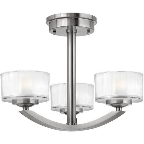 Elstead Meridian - Plafonnier semi-affleurant multi bras à 3 ampoules nickel brossé, G9
