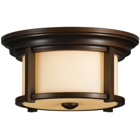 Elstead Merrill - Plafonnier extérieur à 2 ampoules à encastrer Heritage Bronze IP44, E27