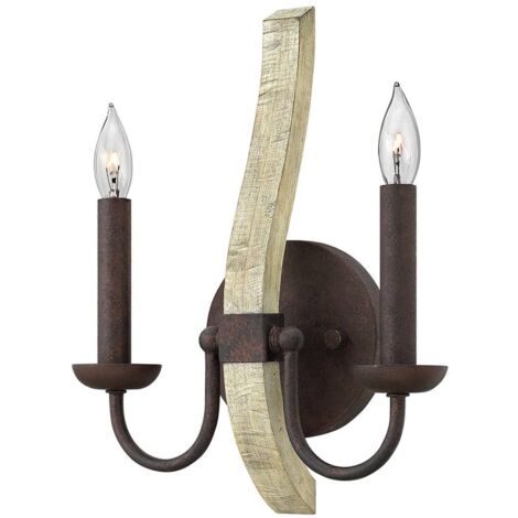 Elstead Middlefield - Lampada da parete per interni a 2 luci, ferro ruggine, E14