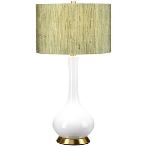 Elstead MILO Lampe de table Milo avec abat-jour rond, laiton vieilli, blanc, vert