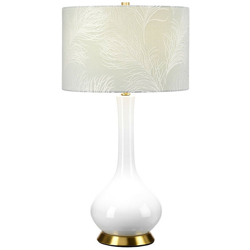 Elstead - Milo Table Lamp with Round Shade, Aged Brass, White, Blue