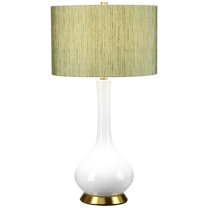 Elstead - Milo Table Lamp with Round Shade, Aged Brass, White, Green