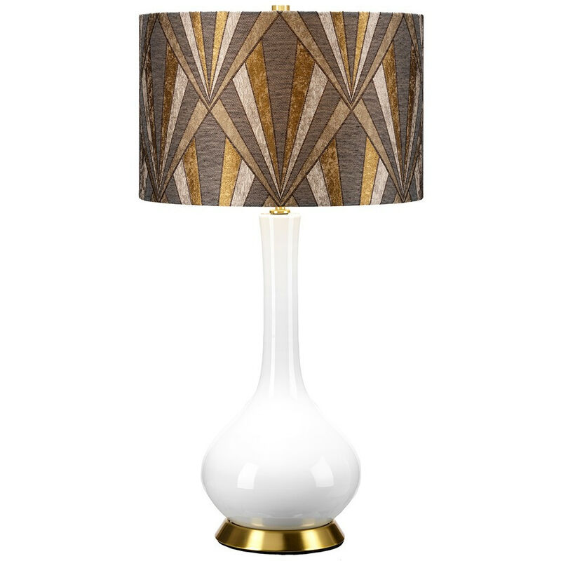 Elstead - Milo Table Lamp with Round Shade, Aged Brass, White, Grey, Brass