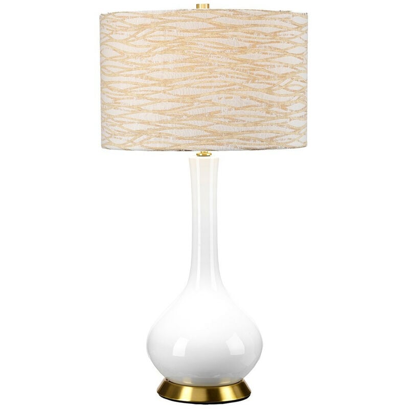 Elstead - Milo Table Lamp with Round Shade, Aged Brass, White, Orange